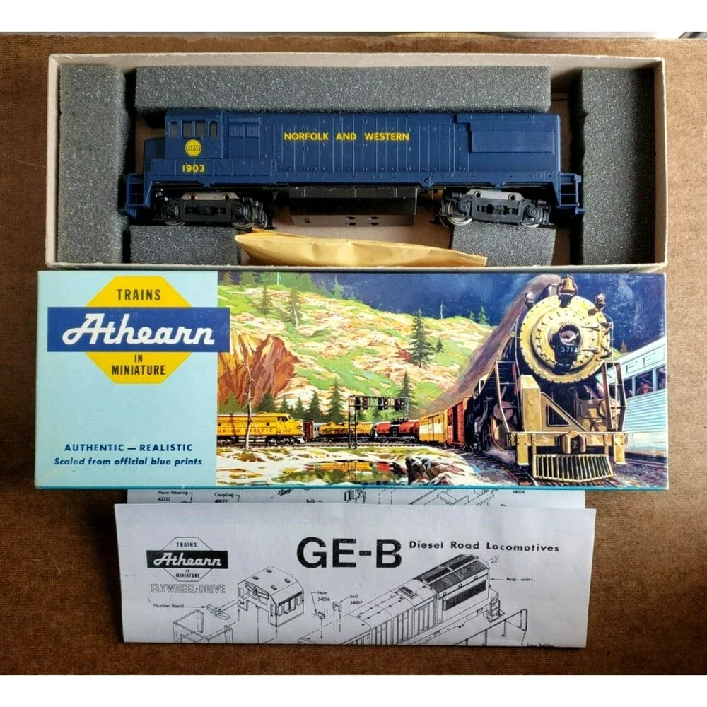 Vintage ATHEARN HO Scale GE U28B Diesel LOCOMOTIVE Norfolk & Western #1903 Blue